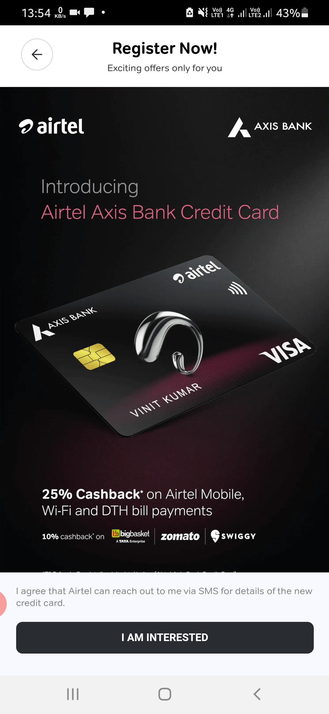Airtel Launches Credit Card in Partnership With Axis Bank Online